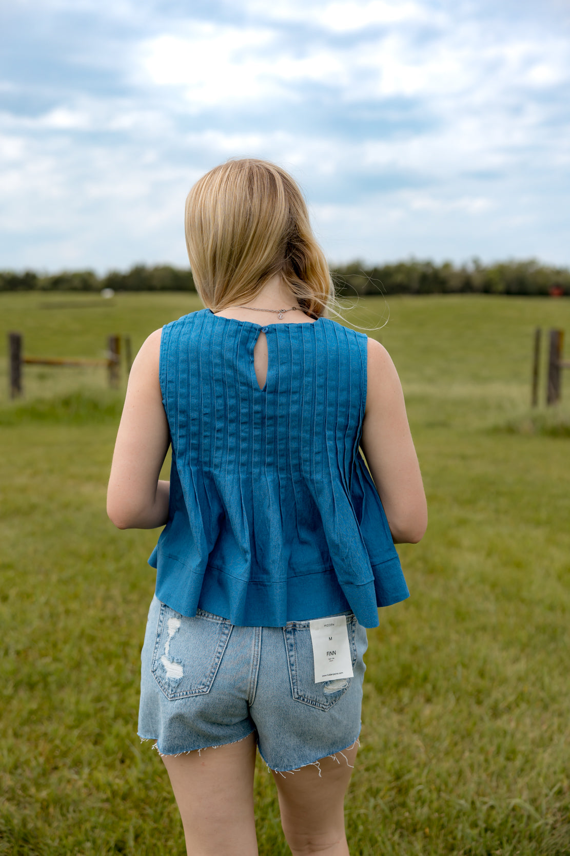 Ember Pleated Blouse | Denim