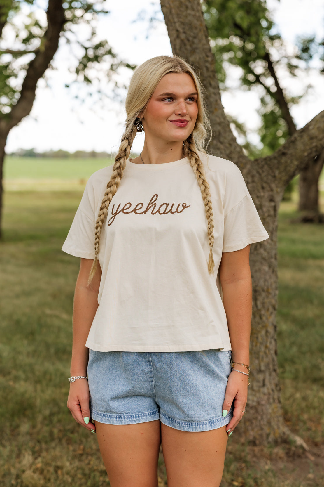 Yeehaw Graphic Tee | Ecru/Brown