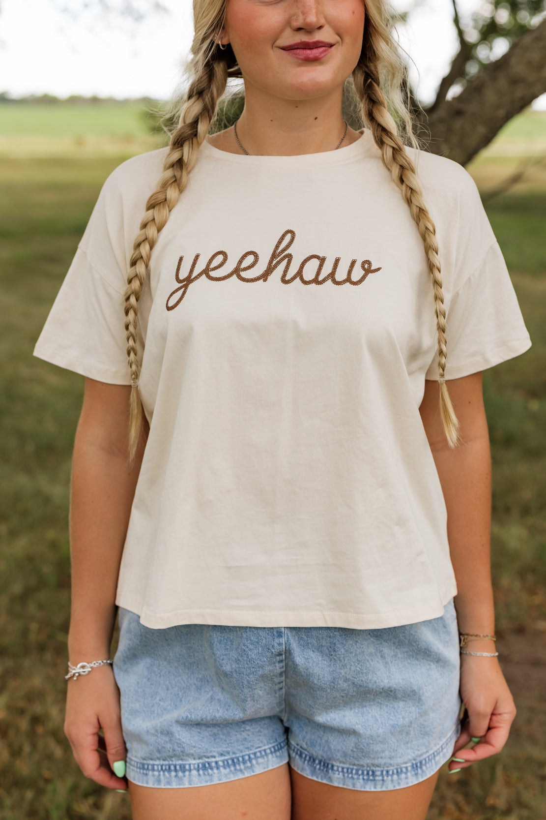 Yeehaw Graphic Tee | Ecru/Brown
