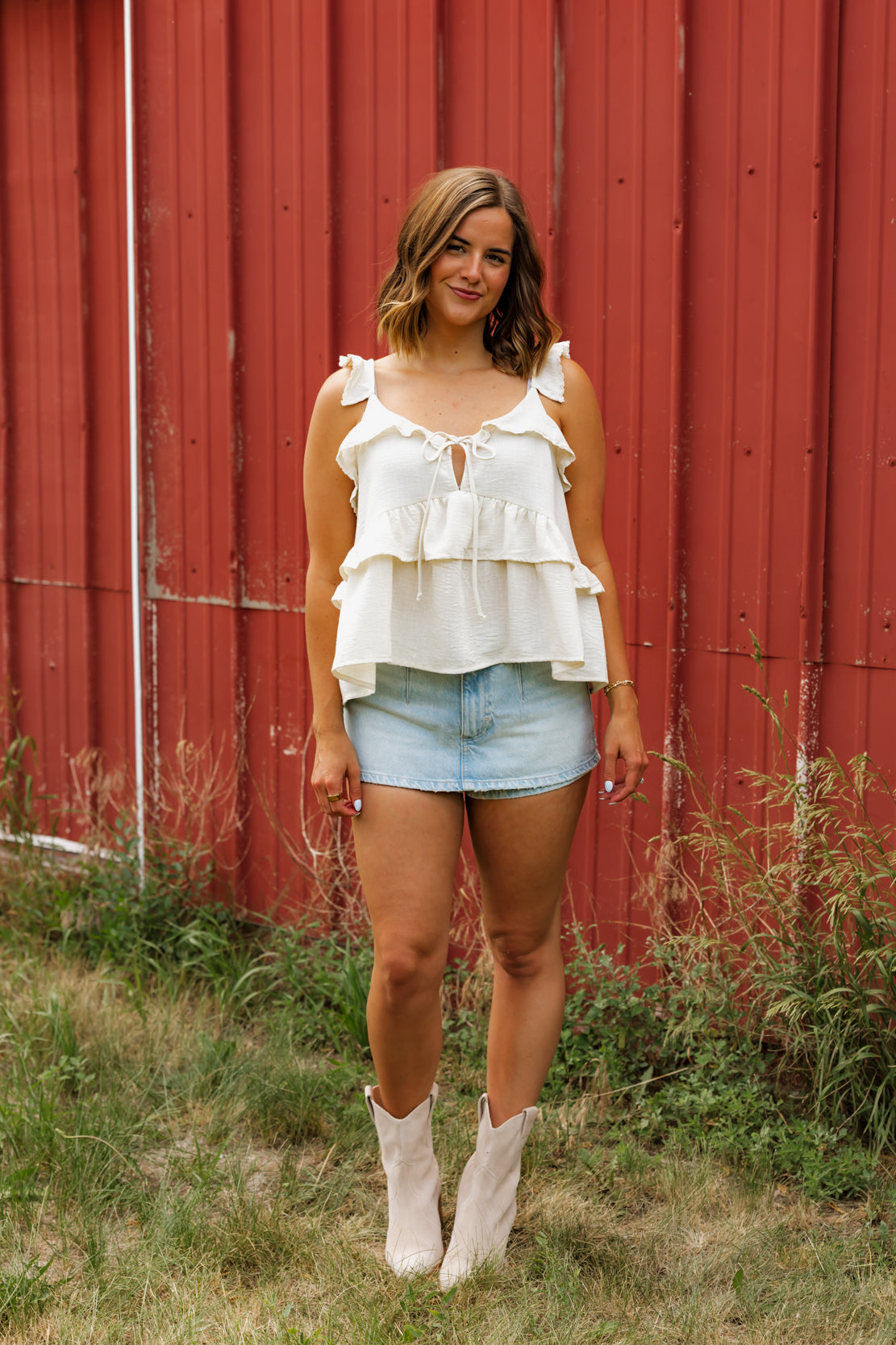Candace Ruffled Top | Cream