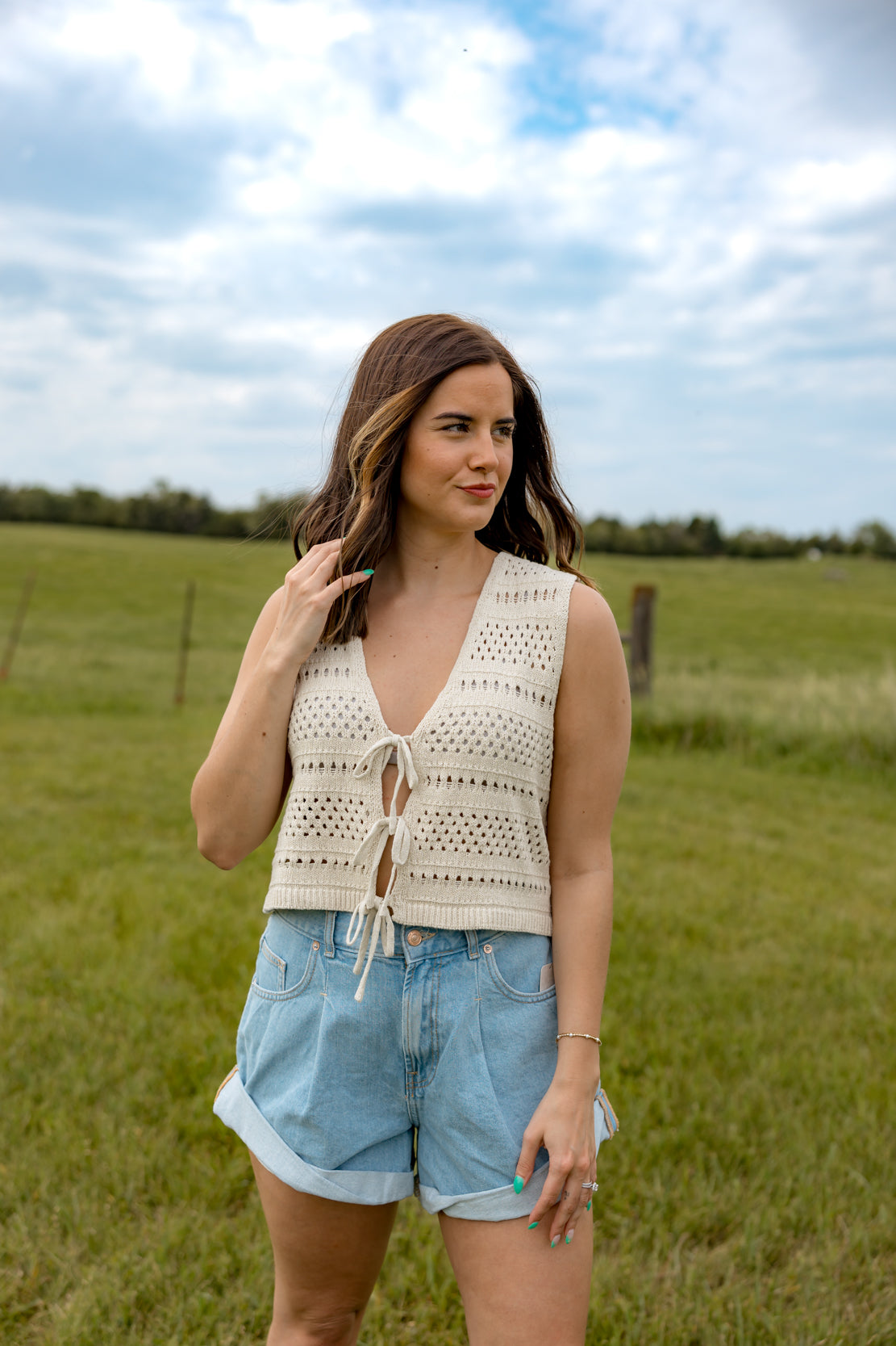 Dakota Crochet Sweater Top | Natural