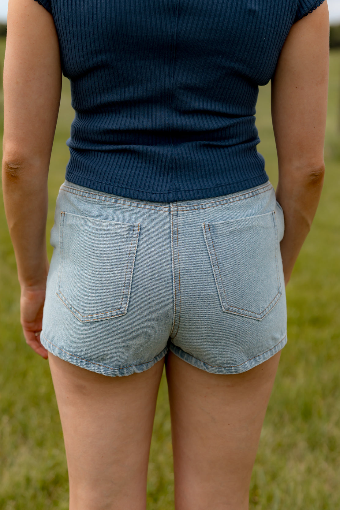 Mollie Button Front Skort | Light Denim