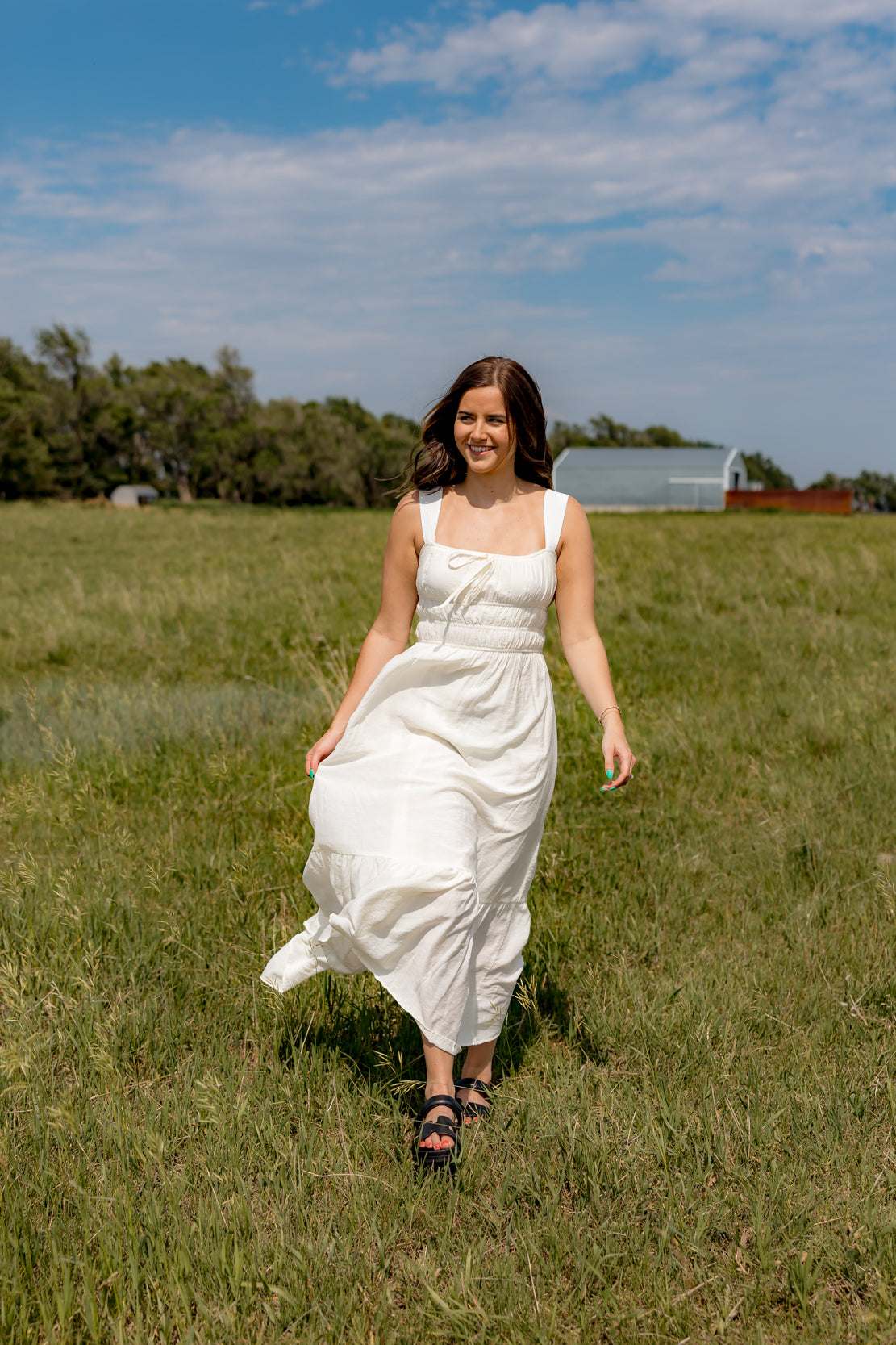 Deb Sleeveless Midi Dress | Cream