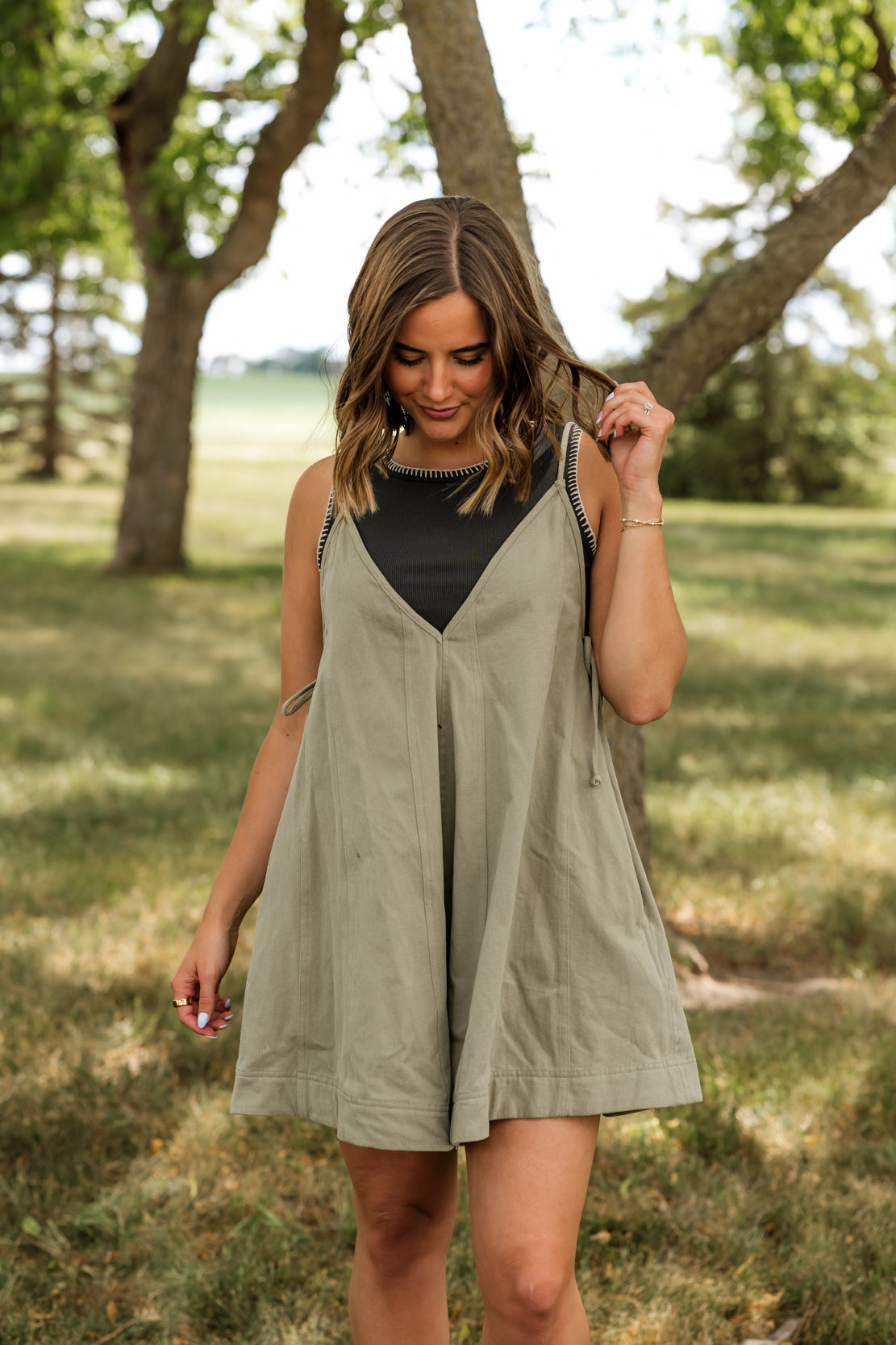 Malone Wide Leg Romper | Olive