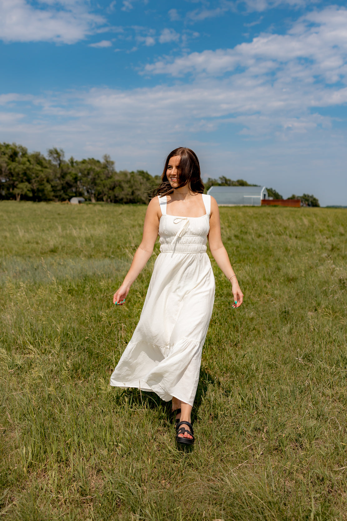 Deb Sleeveless Midi Dress | Cream
