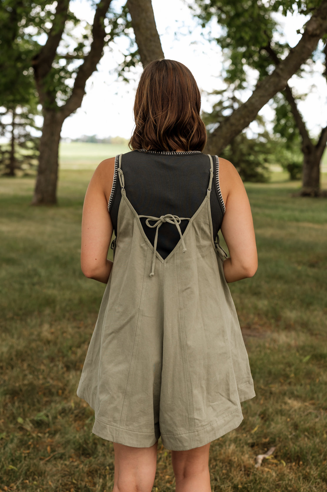 Malone Wide Leg Romper | Olive