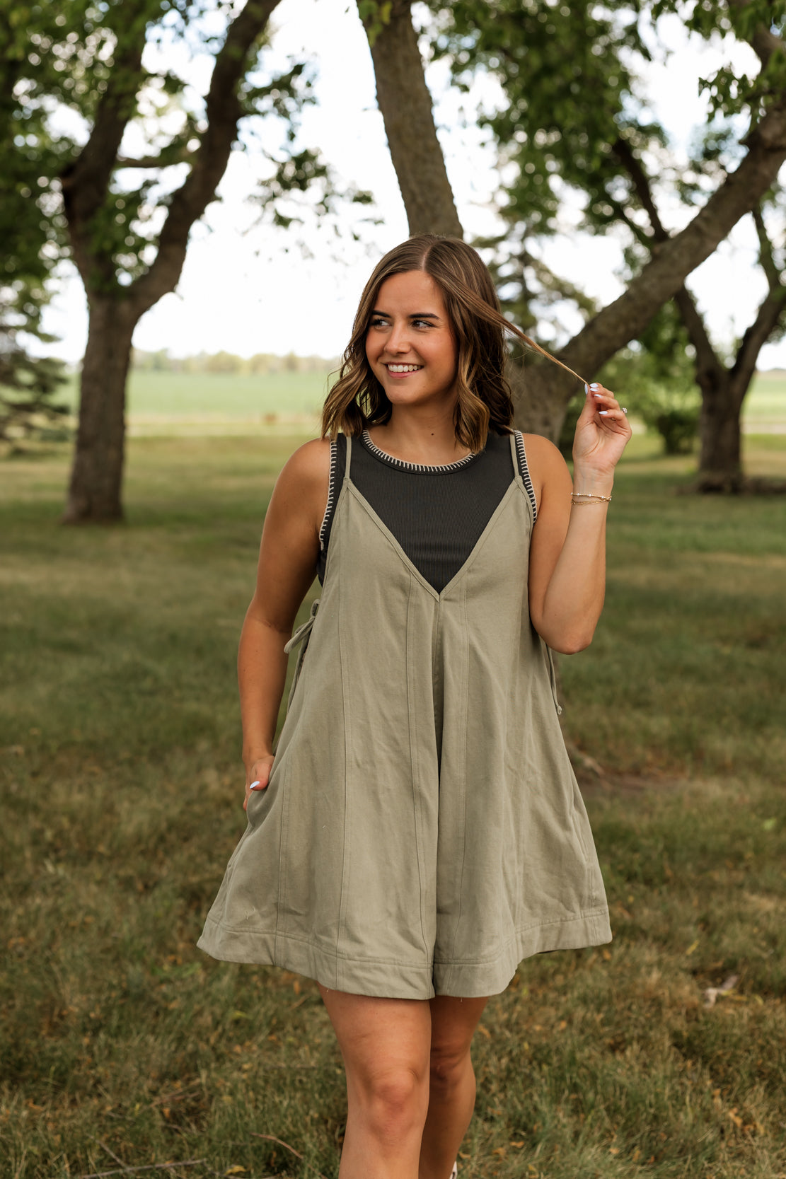Malone Wide Leg Romper | Olive