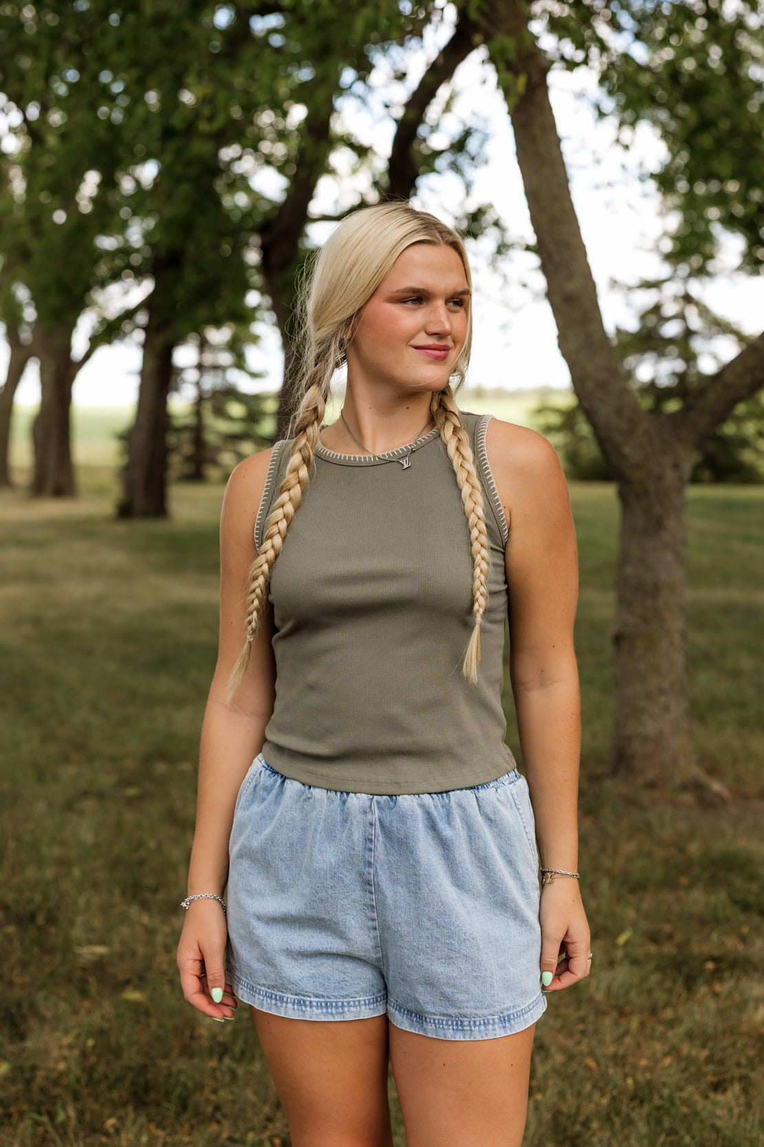 Stormi Ribbed Knit Tank | Olive