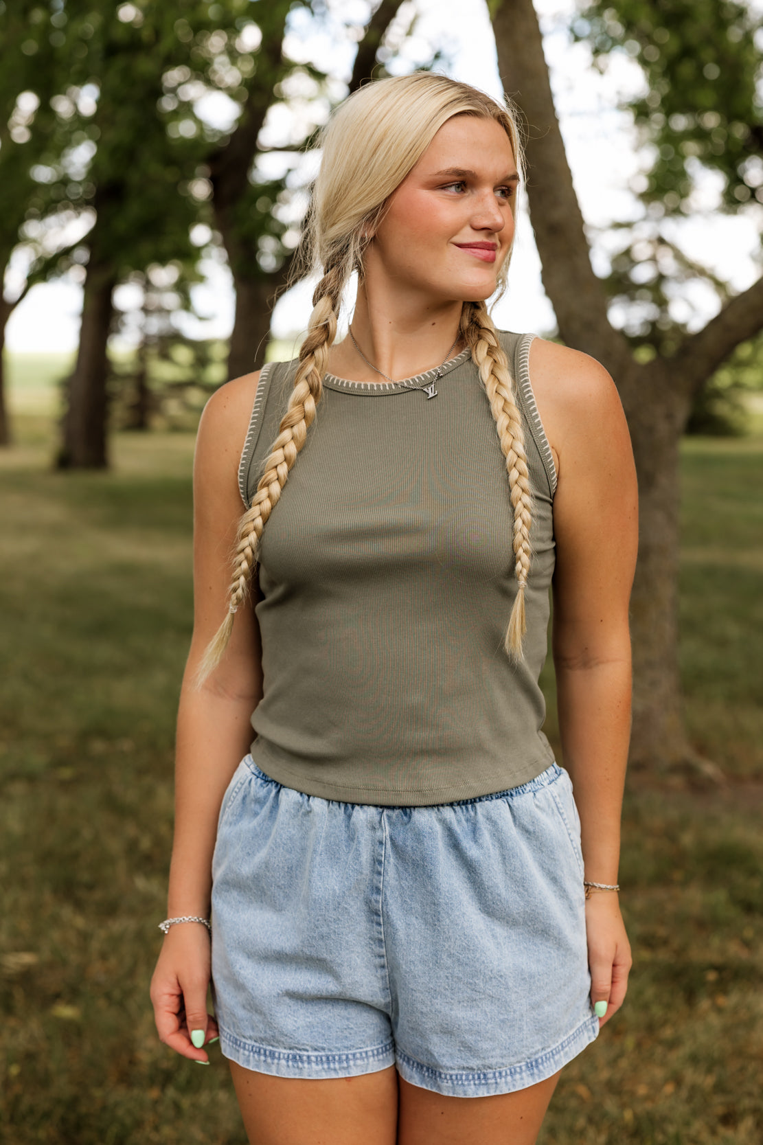 Stormi Ribbed Knit Tank | Olive