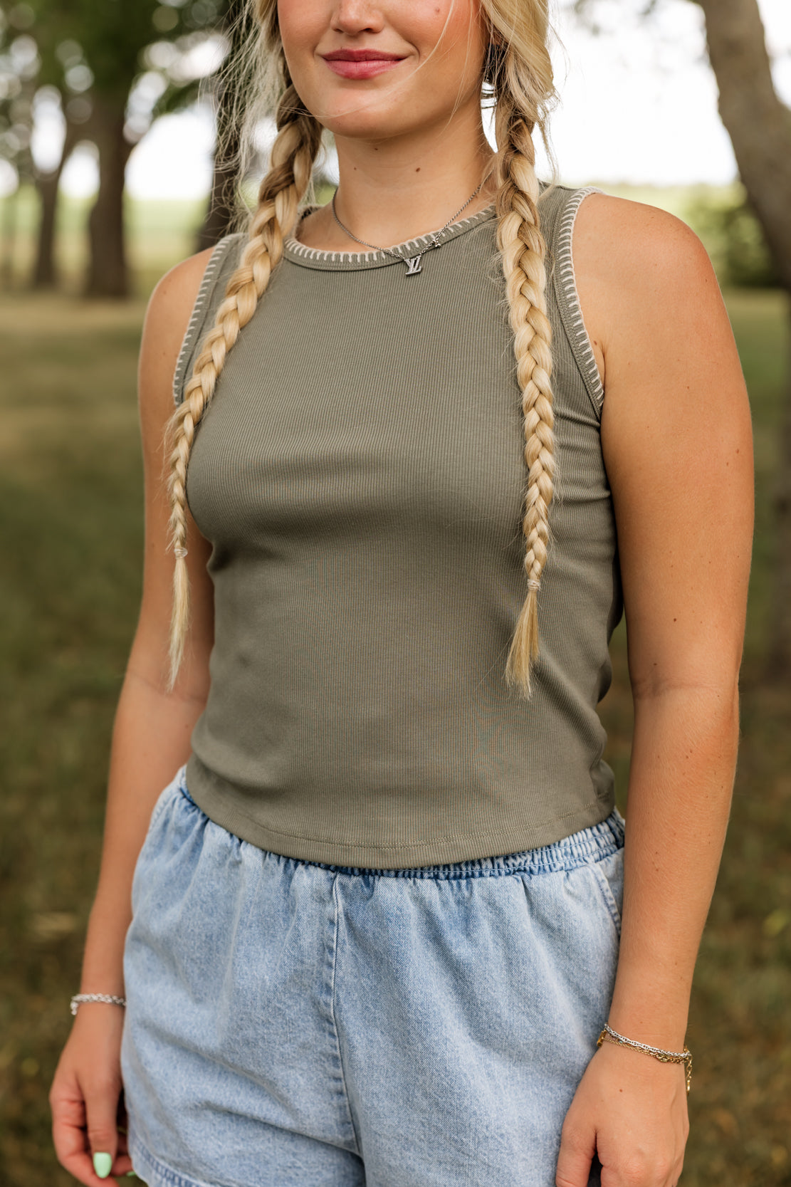 Stormi Ribbed Knit Tank | Olive