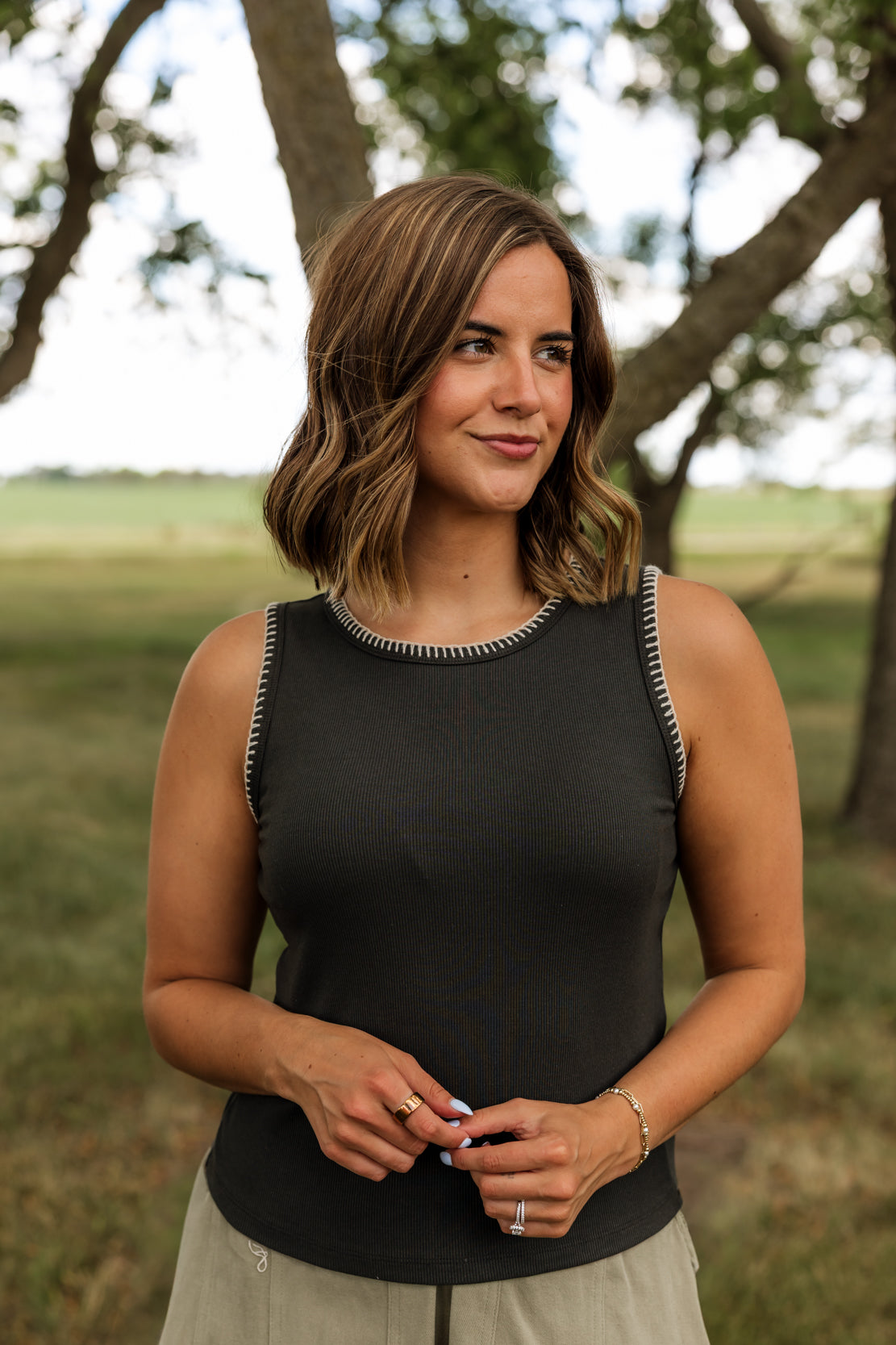 Stormi Ribbed Knit Tank | Charcoal