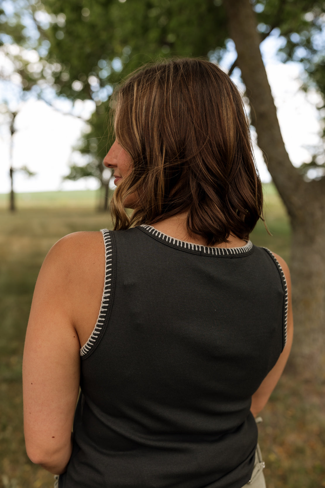 Stormi Ribbed Knit Tank | Charcoal