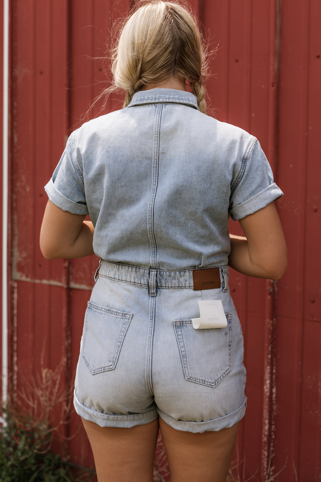 Dylan Denim Short Romper | Medium Light
