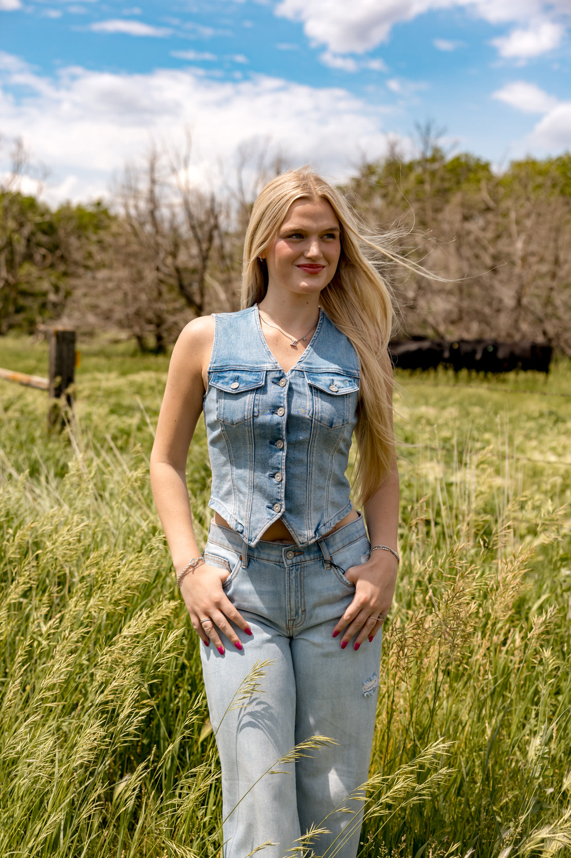 Rebel Fitted Denim Vest | Light