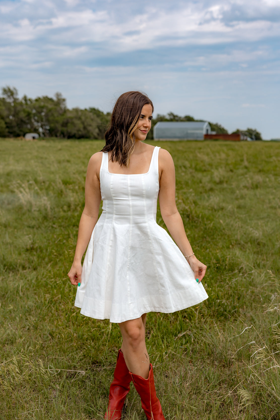 Heather Flare Mini Dress | Off White