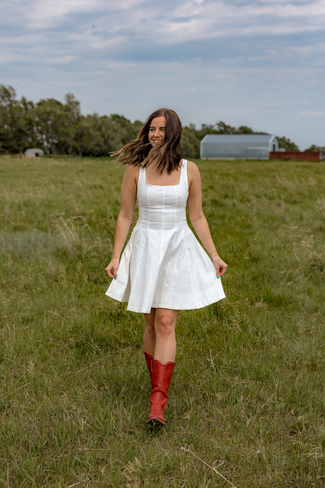Heather Flare Mini Dress | Off White