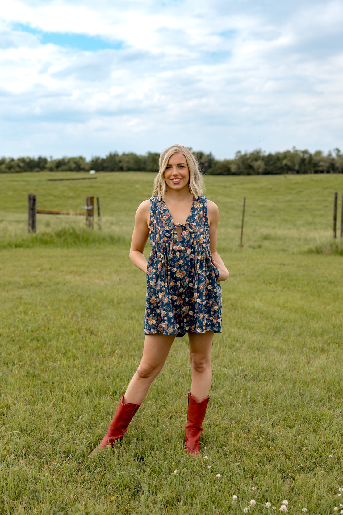 Jaylee Floral Romper | Denim