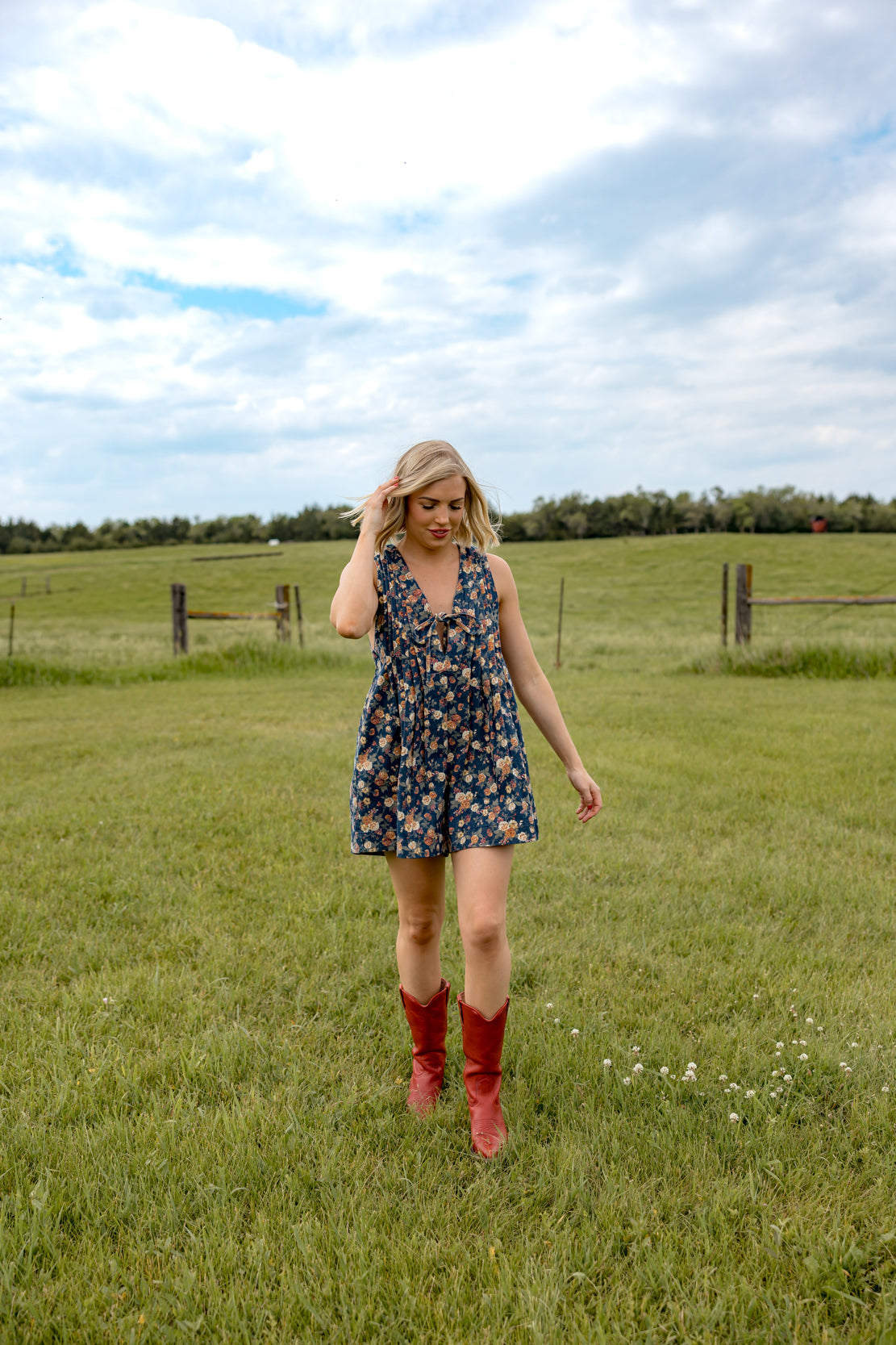 Jaylee Floral Romper | Denim