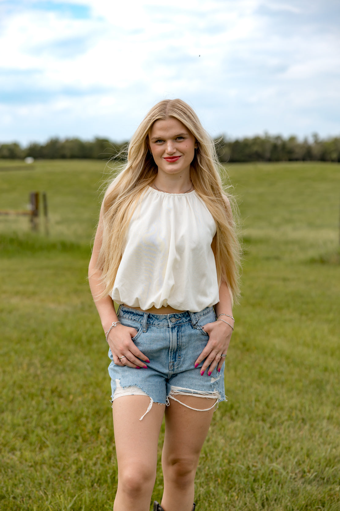 Brekyn Bubble Hem Tank | White