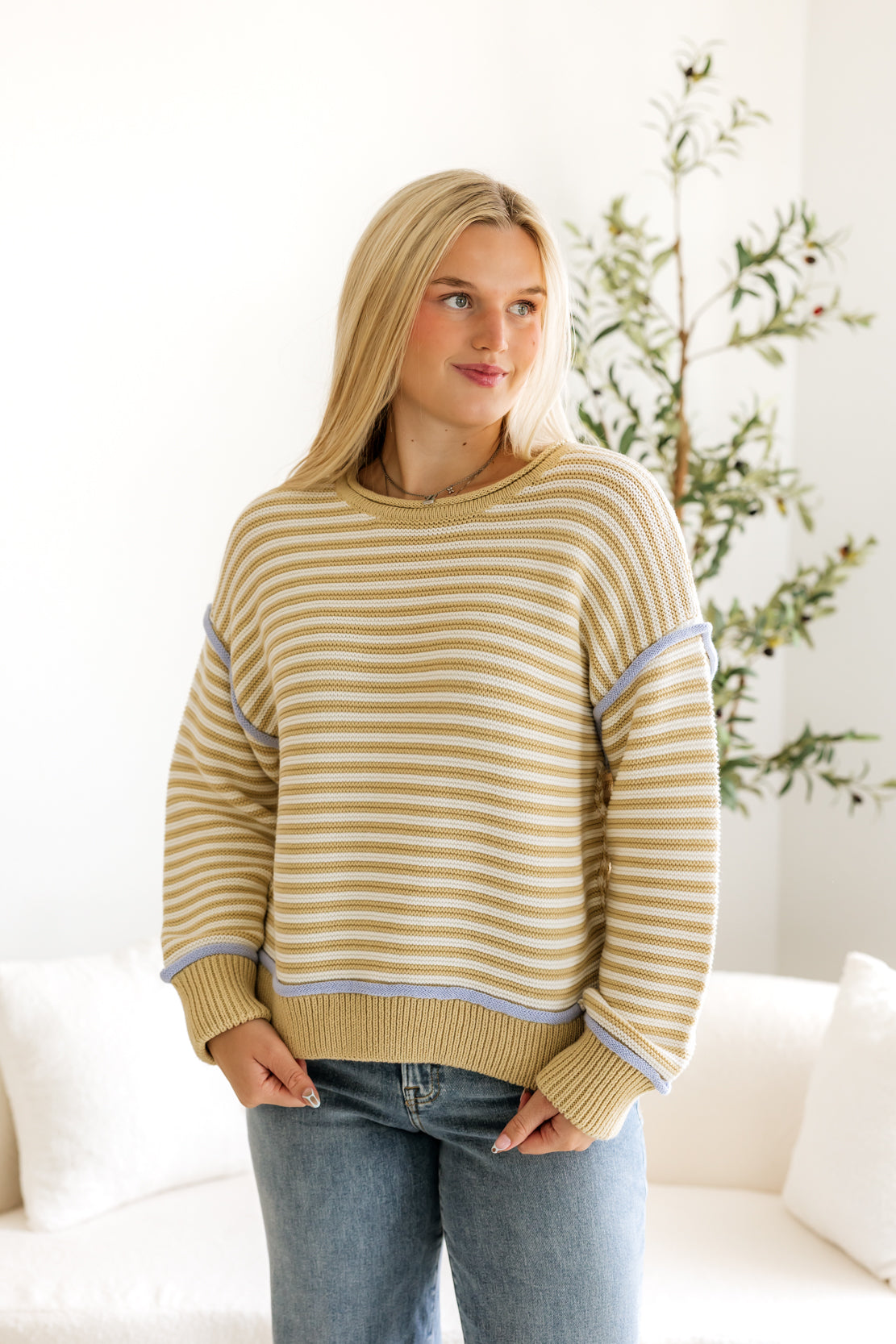 Braxelle Striped Sweater | Mustard