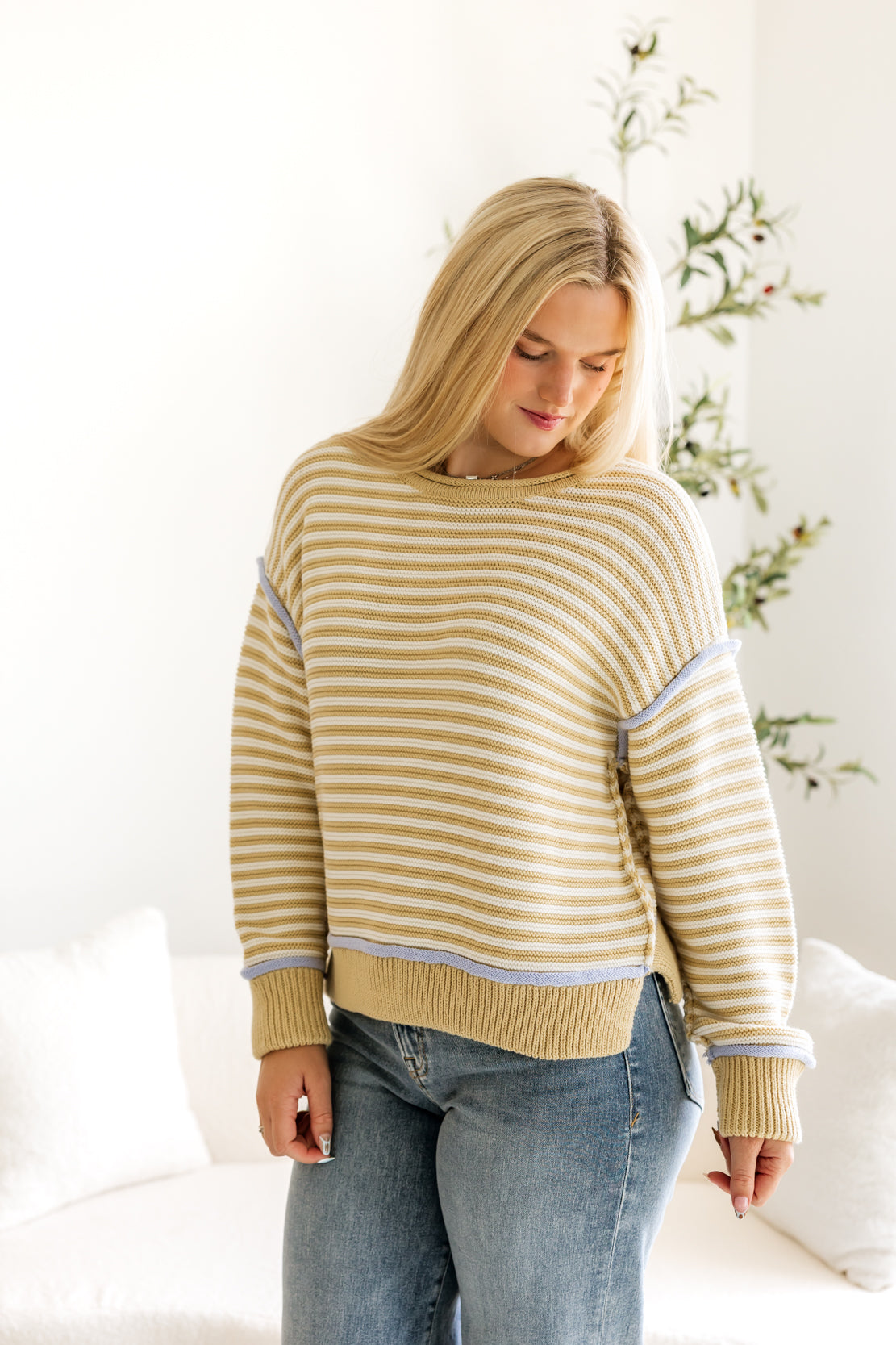 Braxelle Striped Sweater | Mustard
