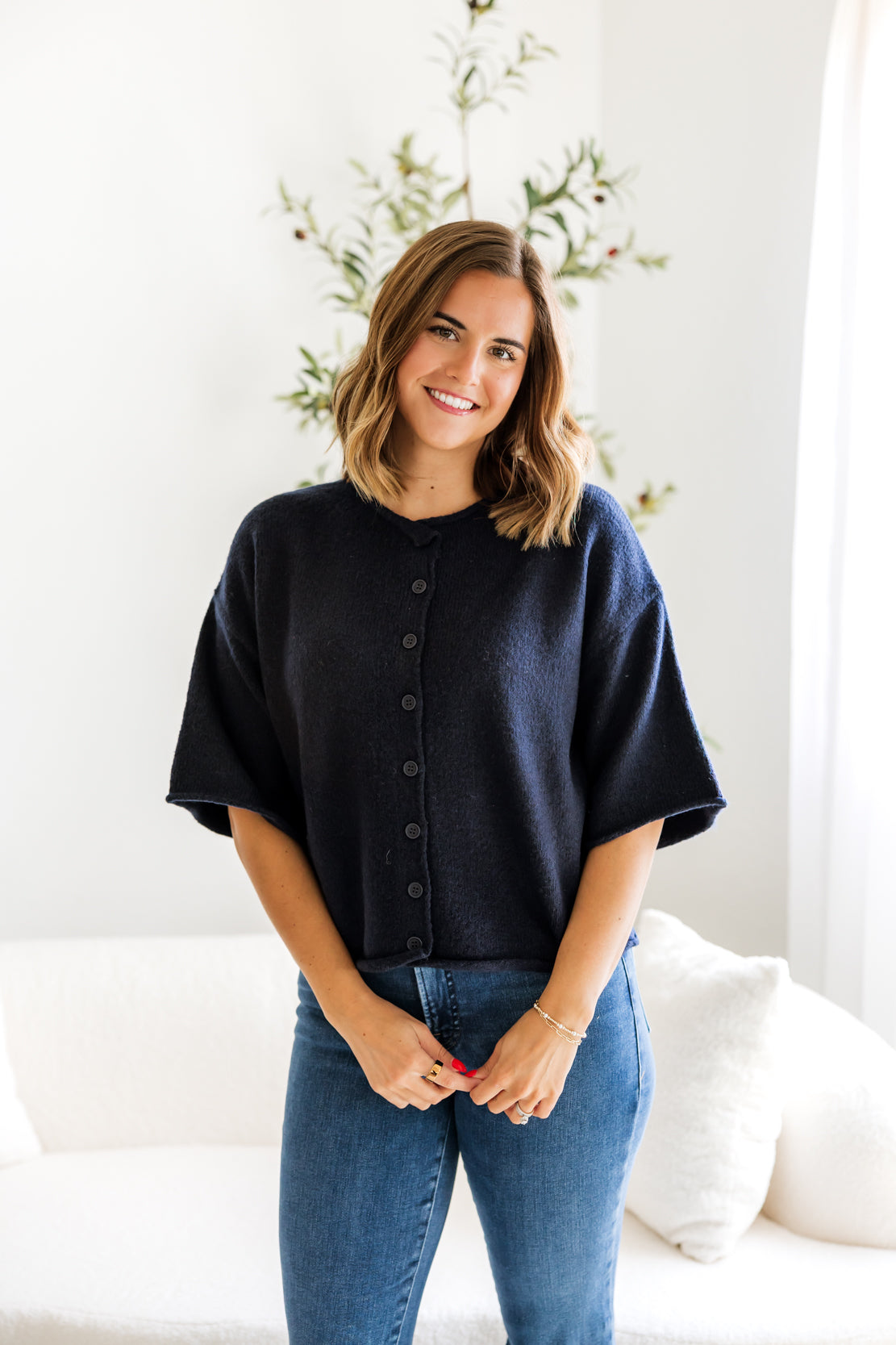 Kelsey Quarter Sleeve Cardi | Navy