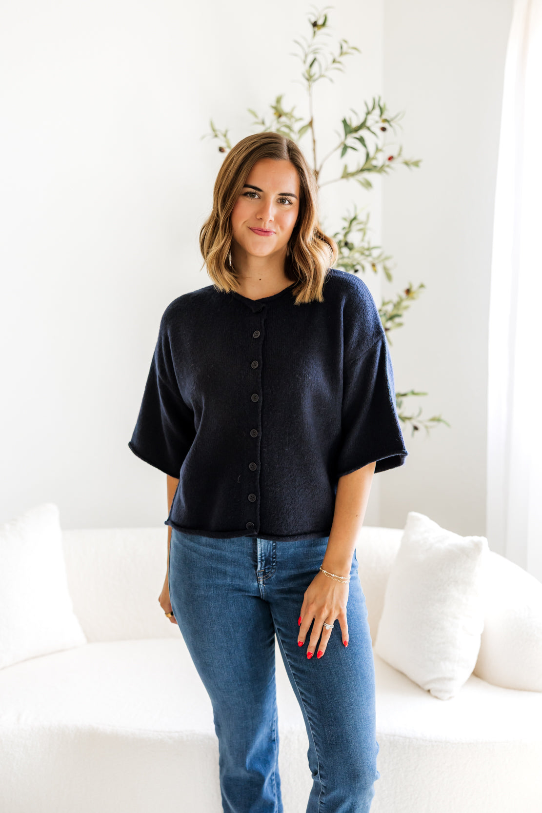 Kelsey Quarter Sleeve Cardi | Navy