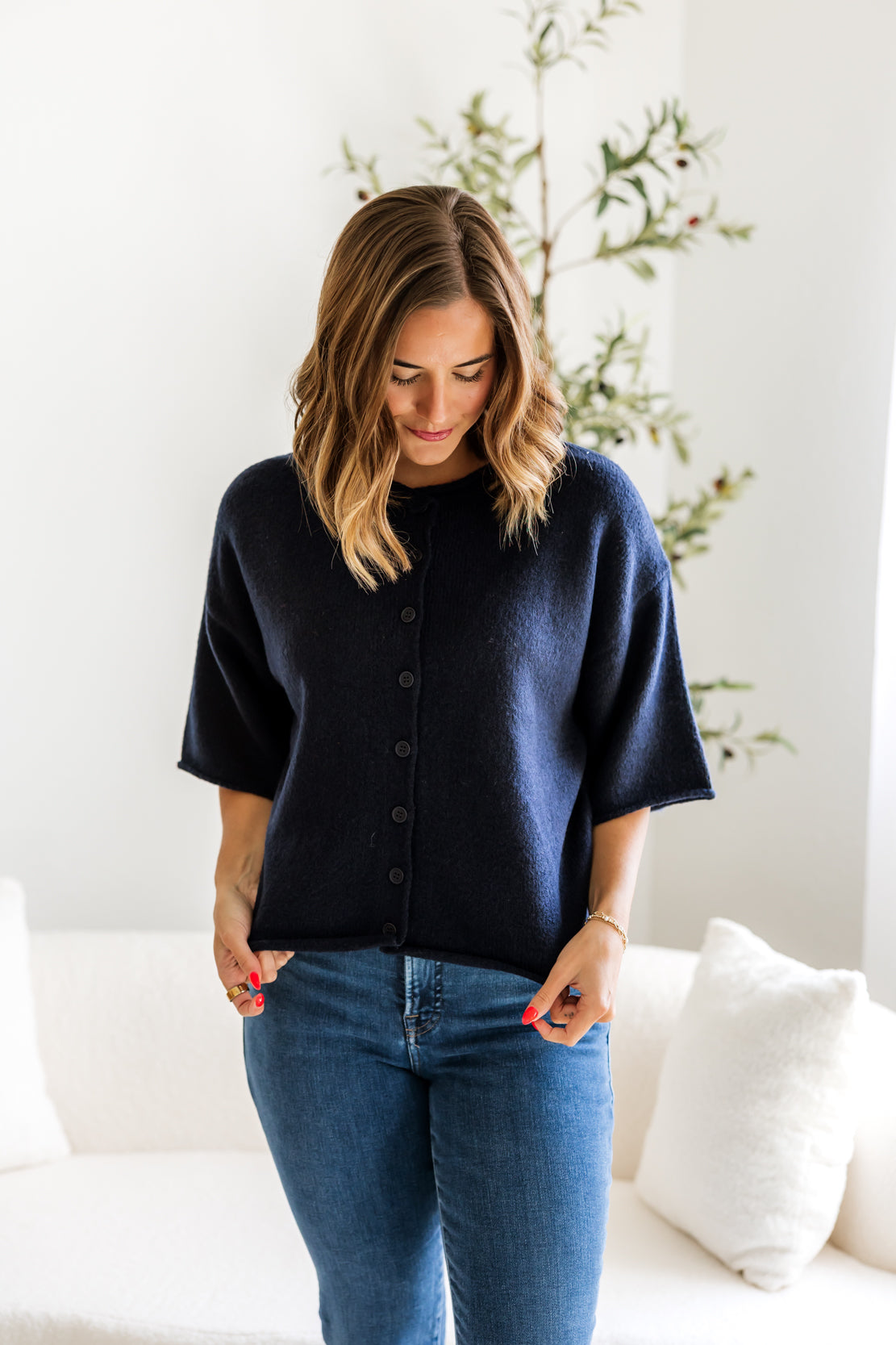 Kelsey Quarter Sleeve Cardi | Navy