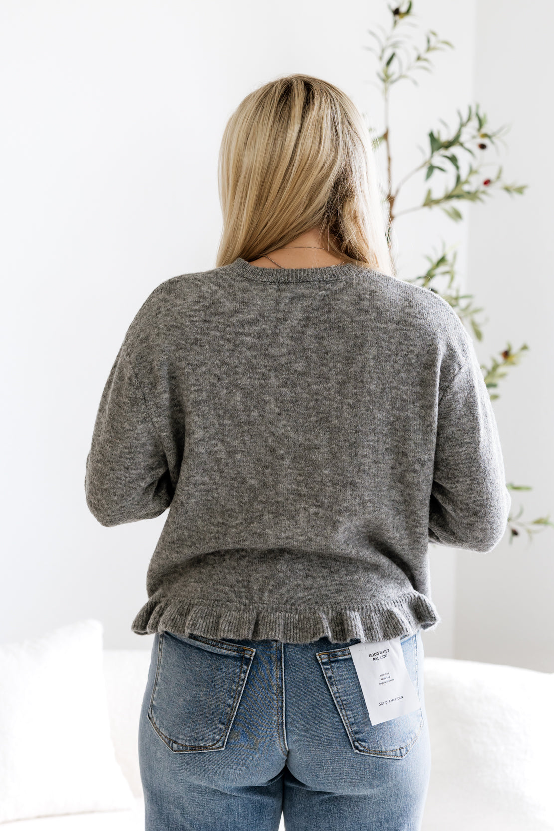 Tulle Button Up Sweater | Heather Grey