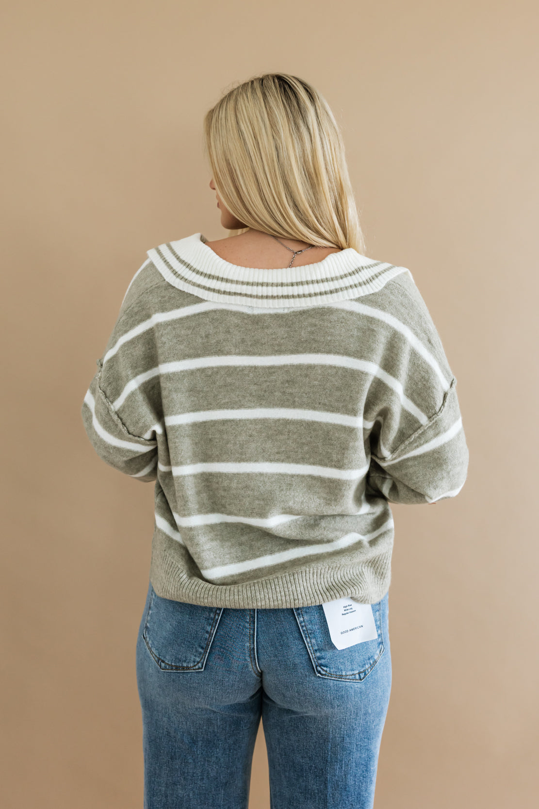 The Cheshire Striped Sweater | Light Olive