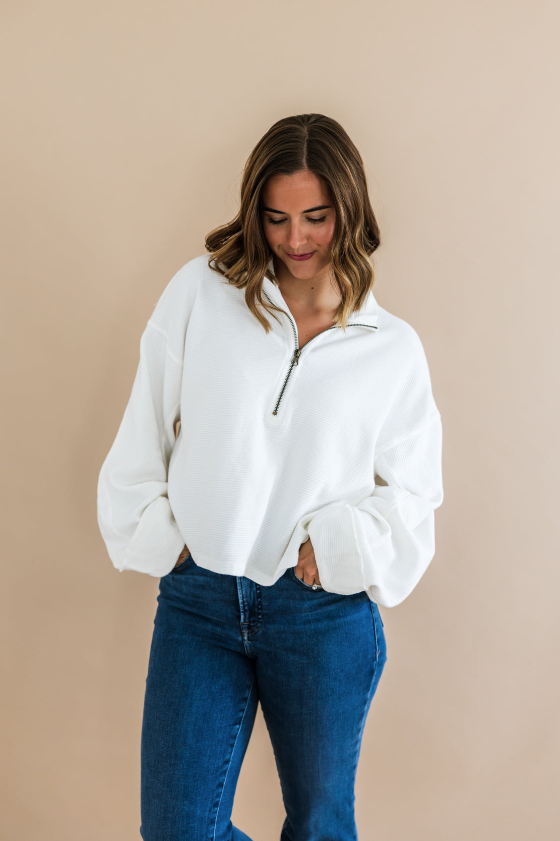 We The Free Celeste Quarter Zip | Clean Ivory