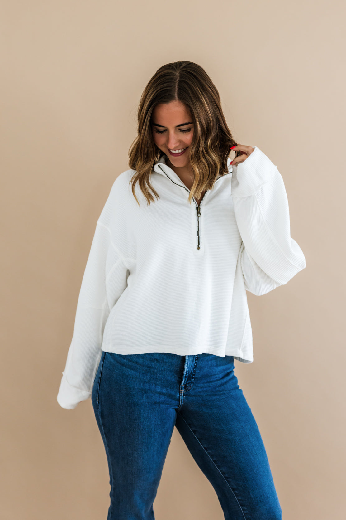 We The Free Celeste Quarter Zip | Clean Ivory