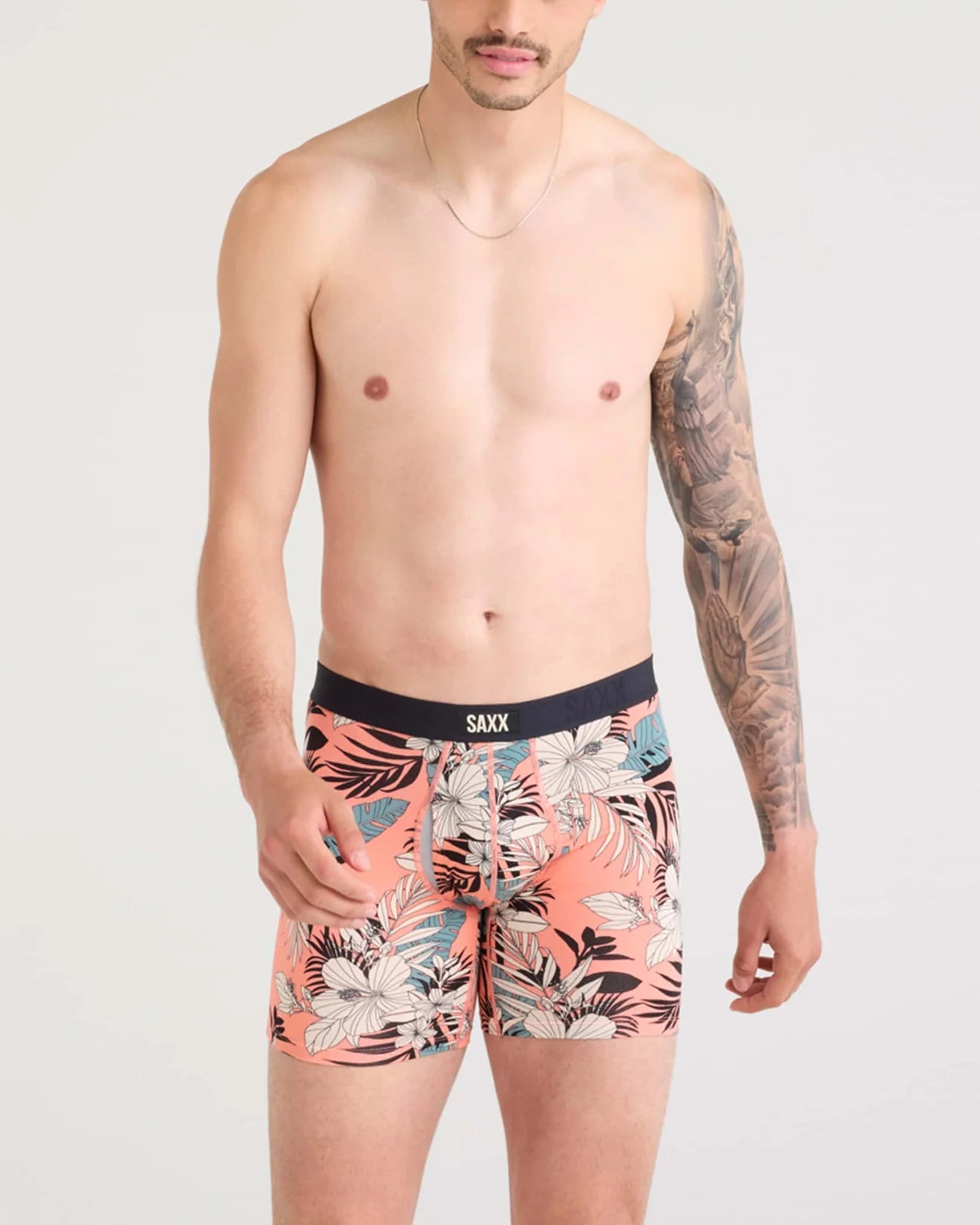 Vibe Xtra Super Soft Boxer Brief | Hibiscus Jungle-Coral