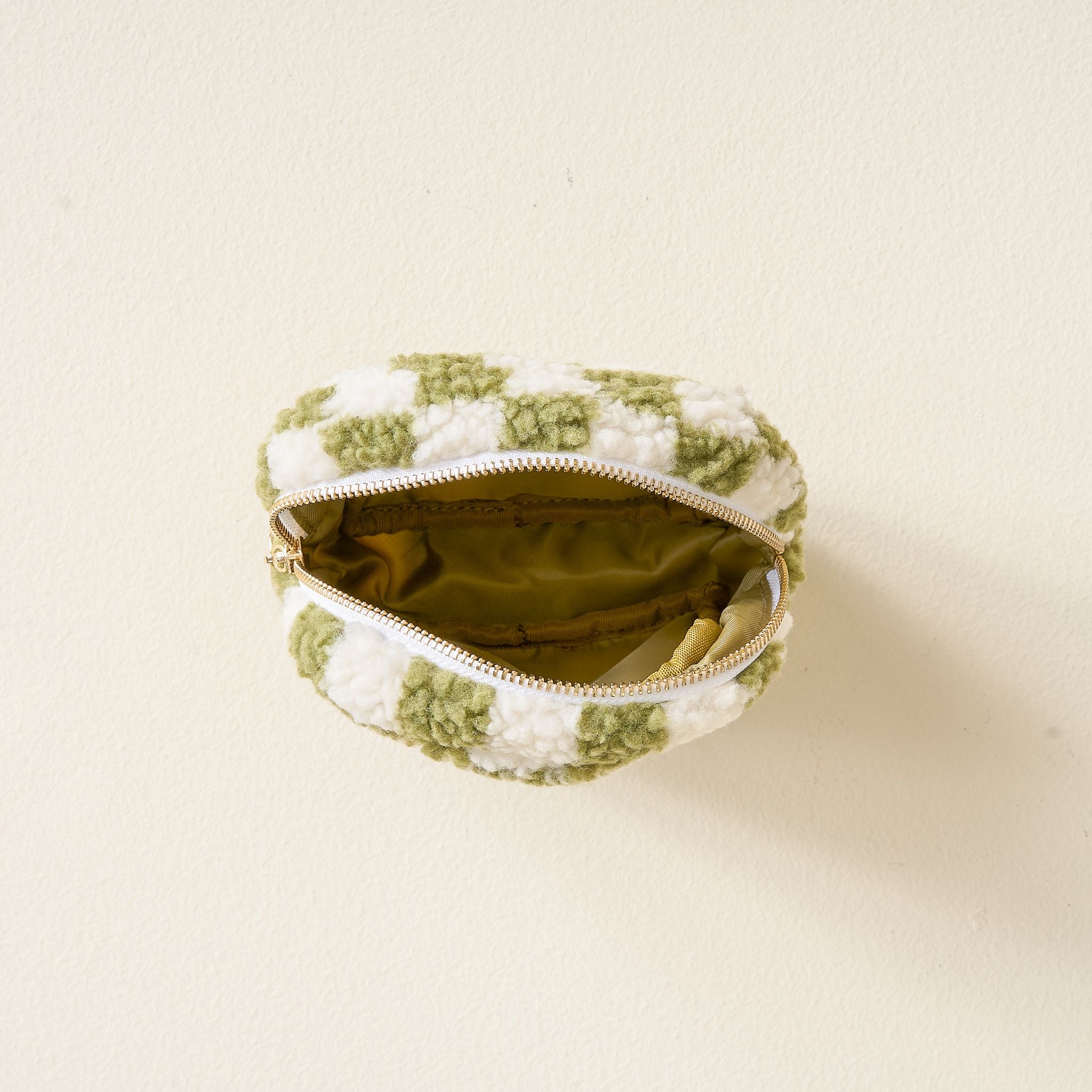 Teddy Pouch Square | Check Green