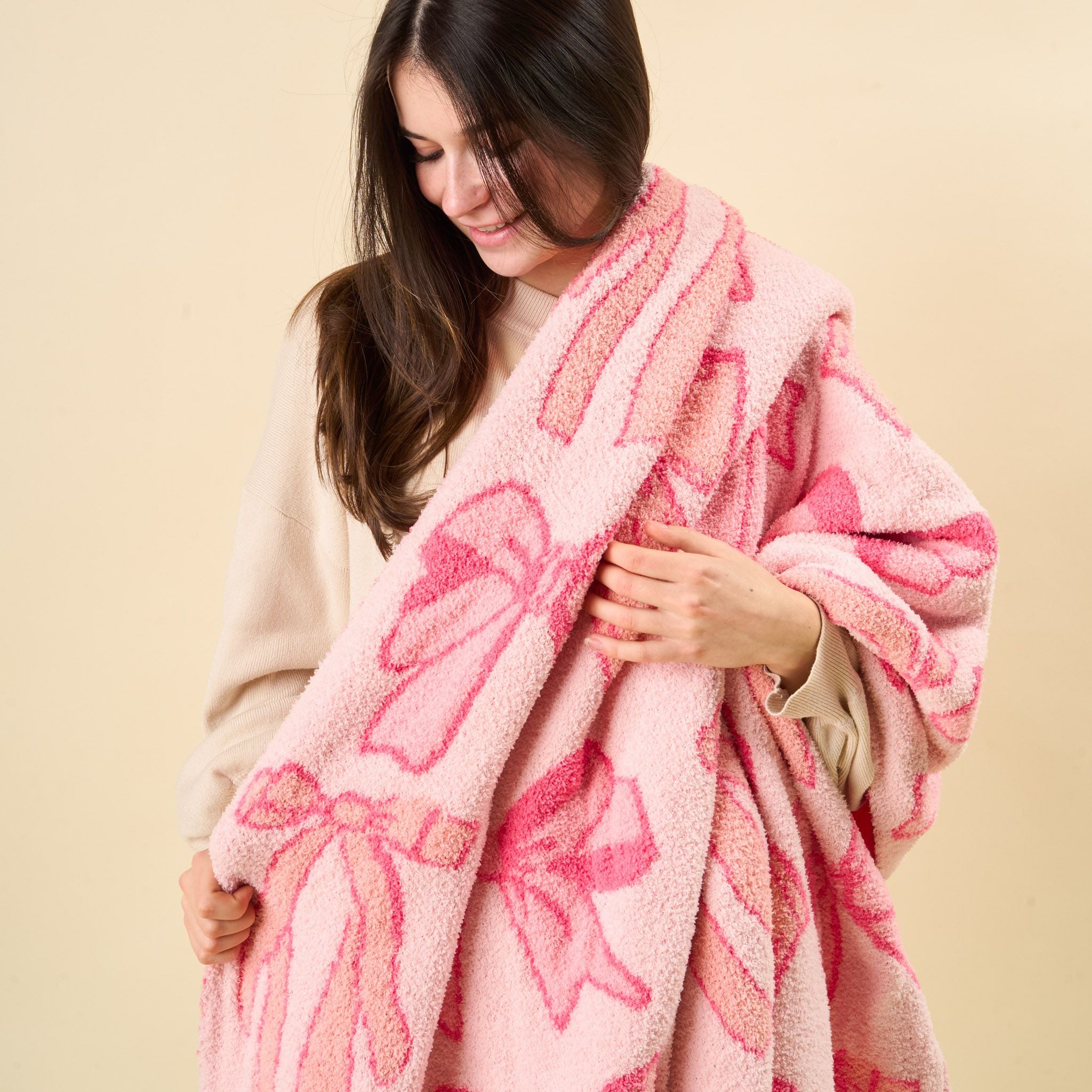 Cozy Dreams Luxe Blanket | Blushing Bows Pink