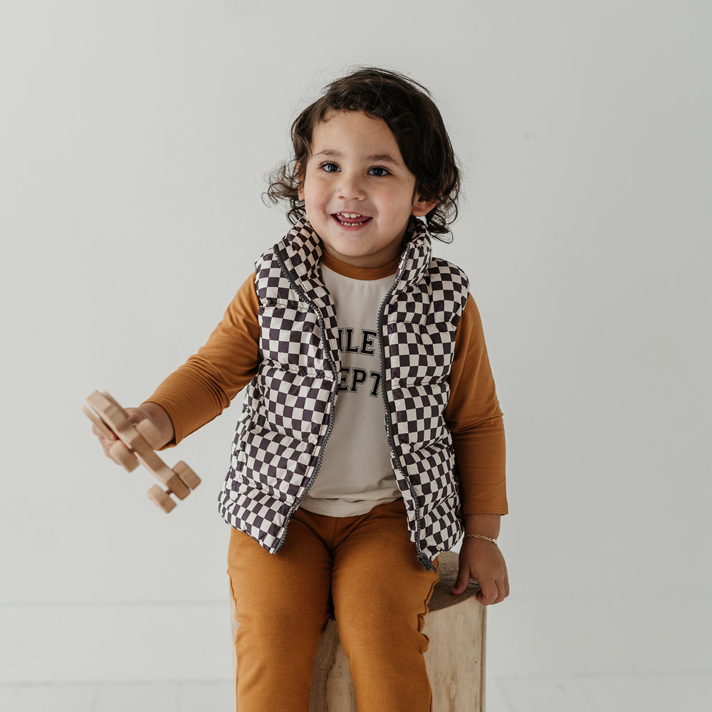 Babysprouts Puffer Vest | Checkered in Grey Wash