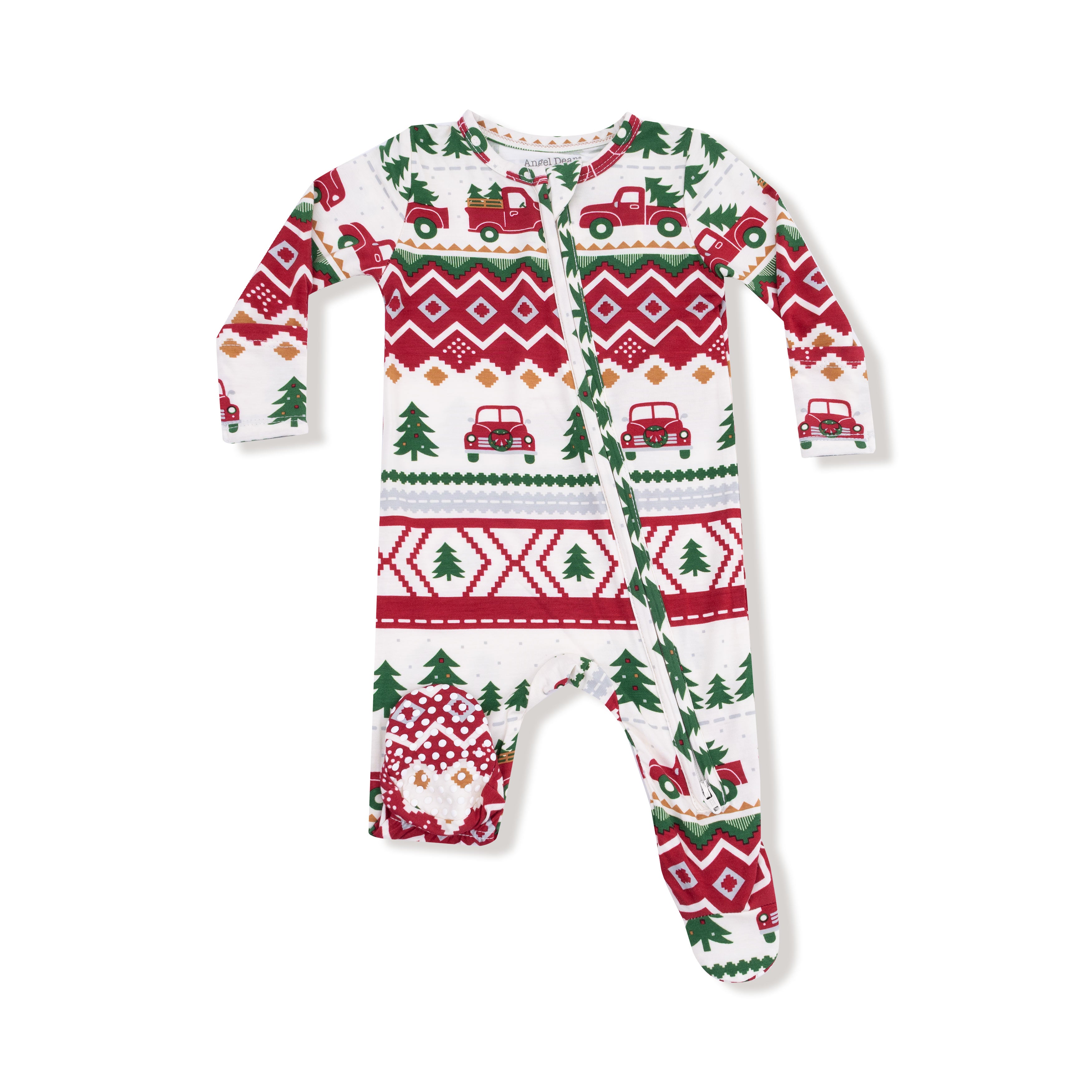 Angel Dear 2 Way Zipper Footie | Red Truck Fair Isle