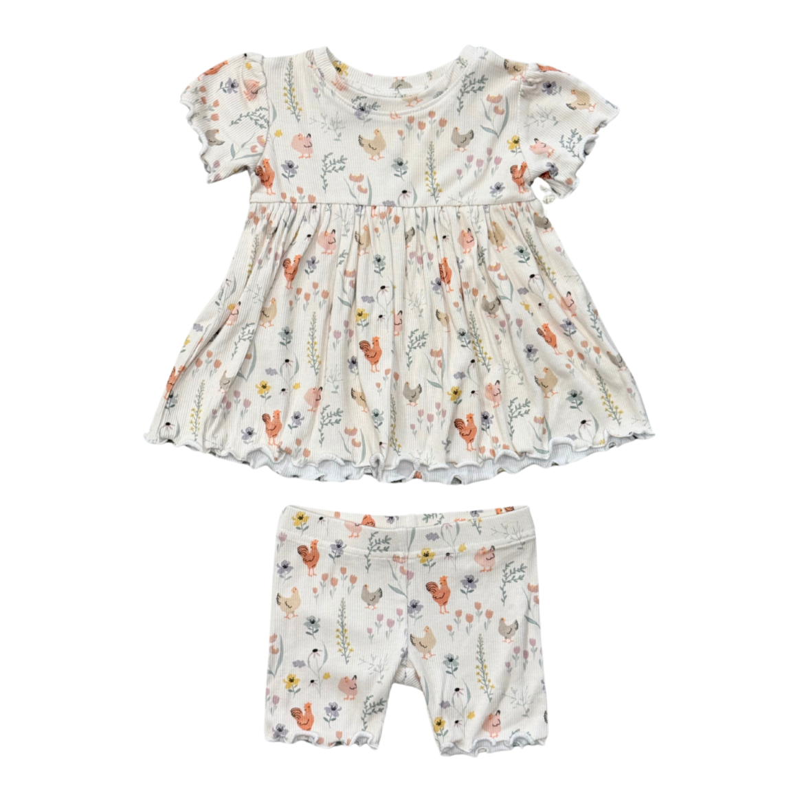 Babysprouts Girl's Babydoll Set | Floral Chickens