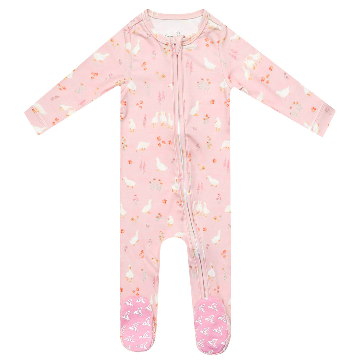 Copper Pearl Zip Up Footie | Gigi