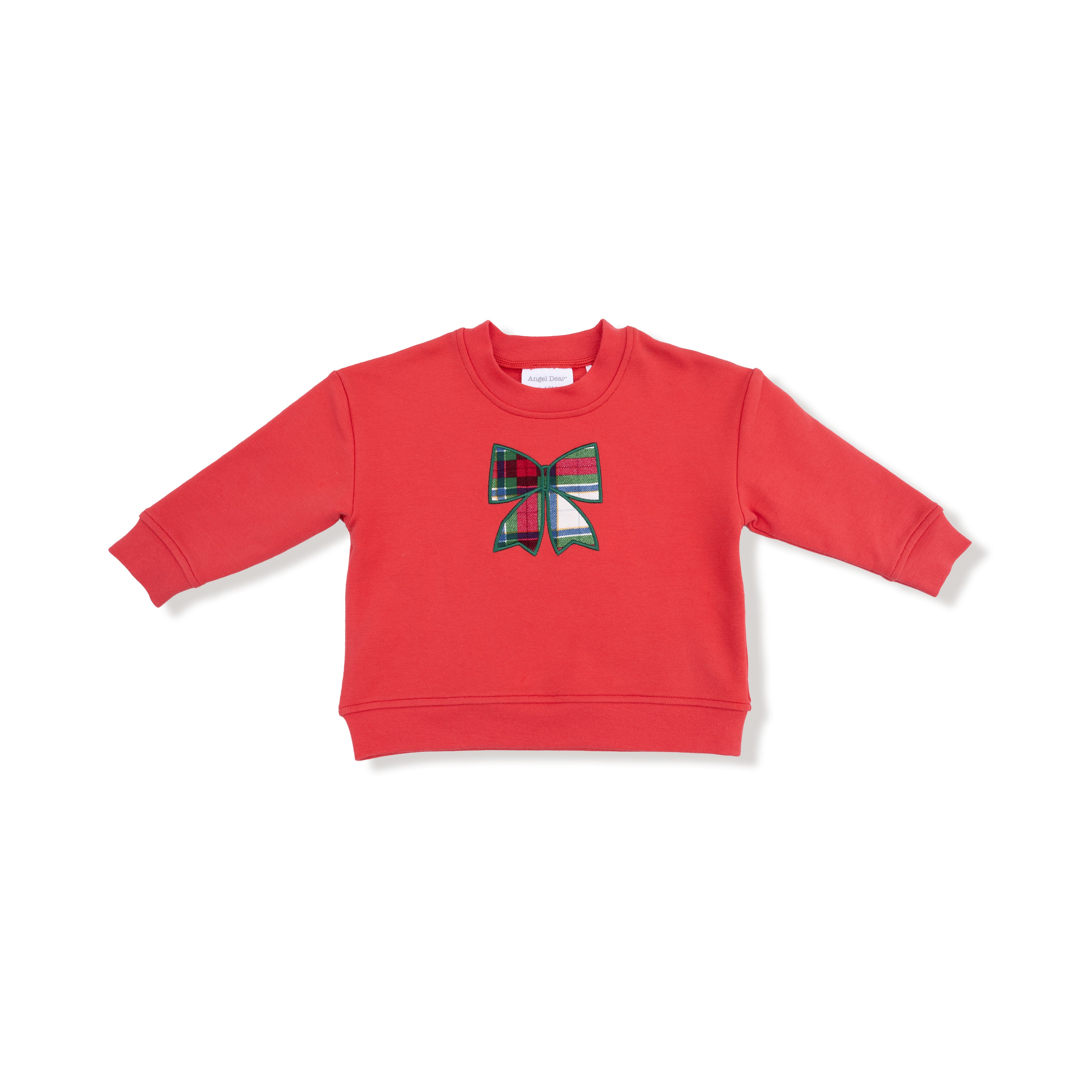 Angel Dear Sweatshirt w Ribbed Cuffs | Holiday Plaid