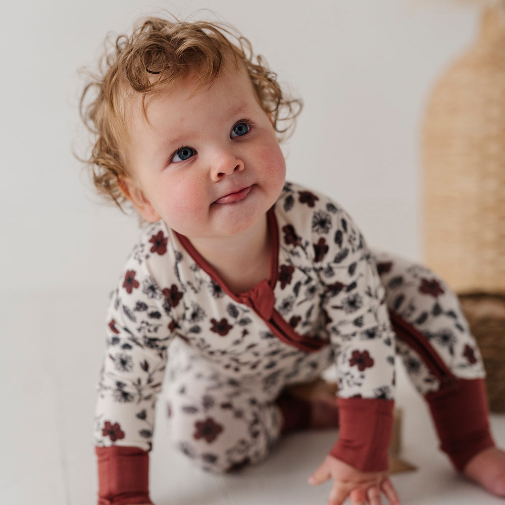 Babysprouts Footless Romper | Mahogany Floral