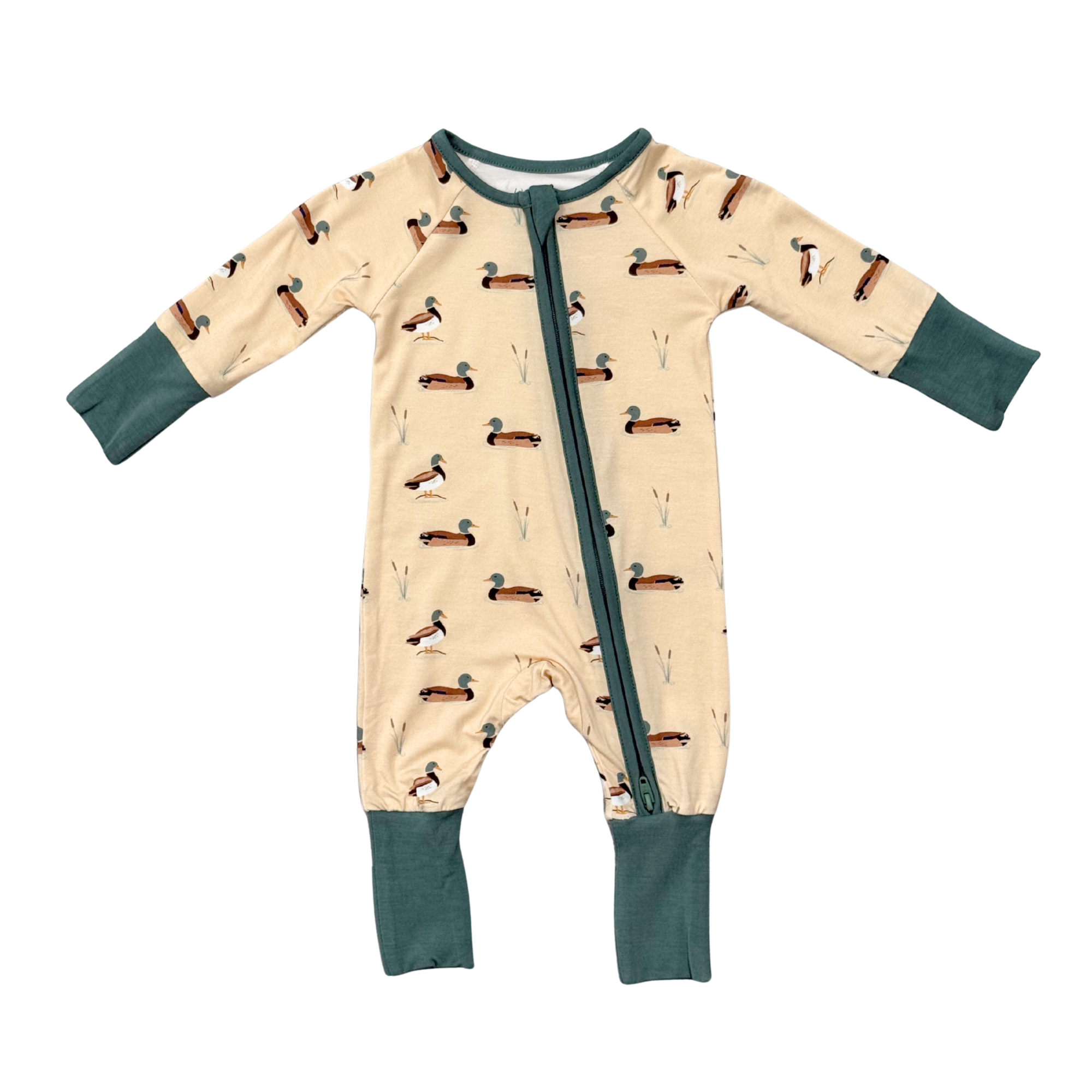 Babysprouts Long Sleeve Zip Romper | Mallard Ducks