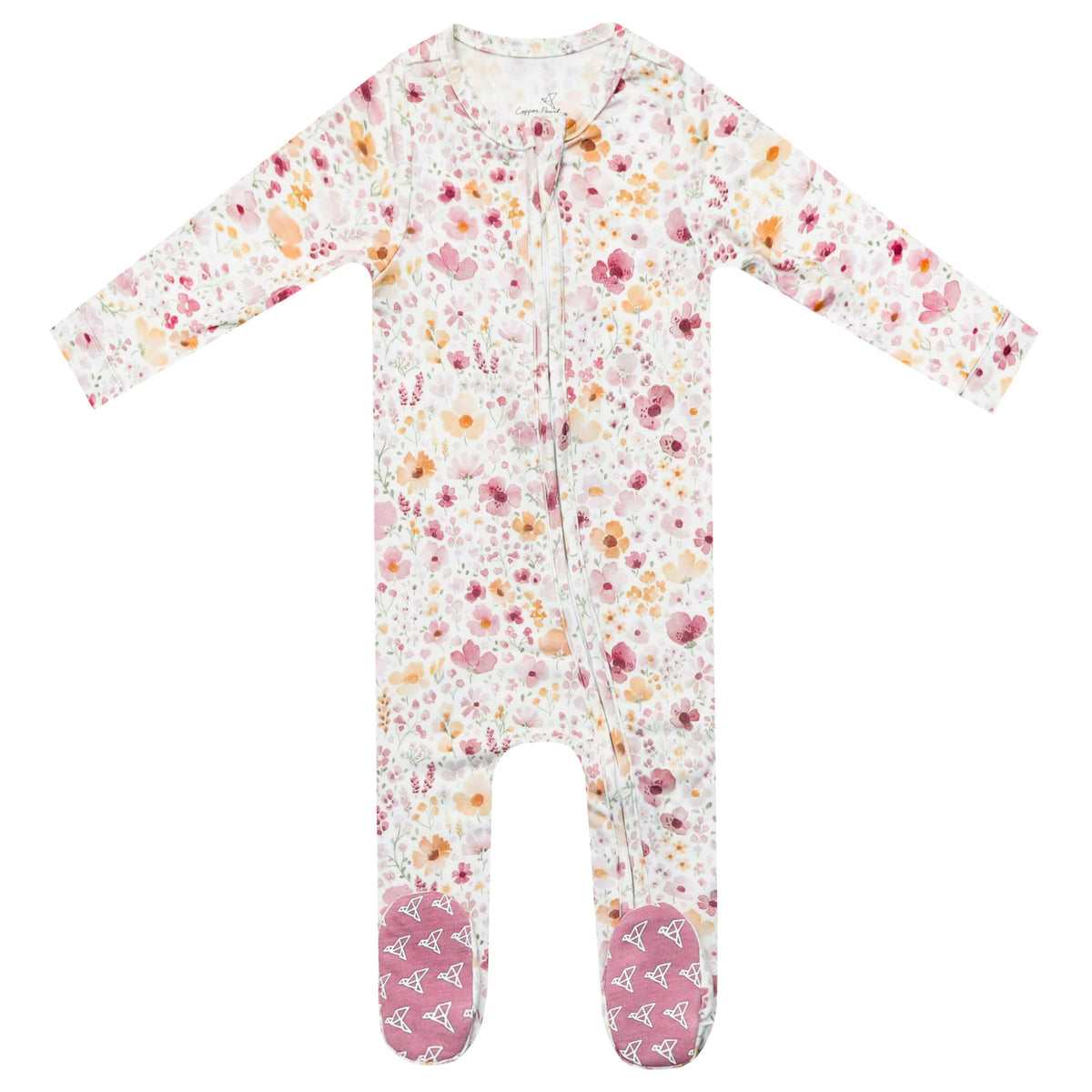 Copper Pearl Zip Up Footie | Diana