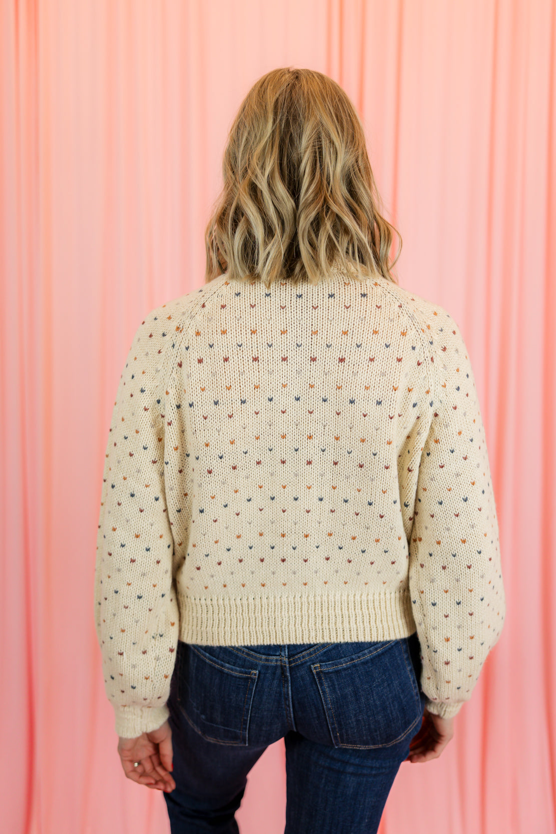 Kenna Printed Button Down Sweater | Beige