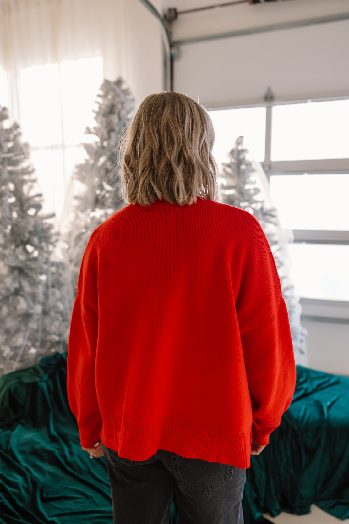 Hailey Drop Shoulder Sweater | Red