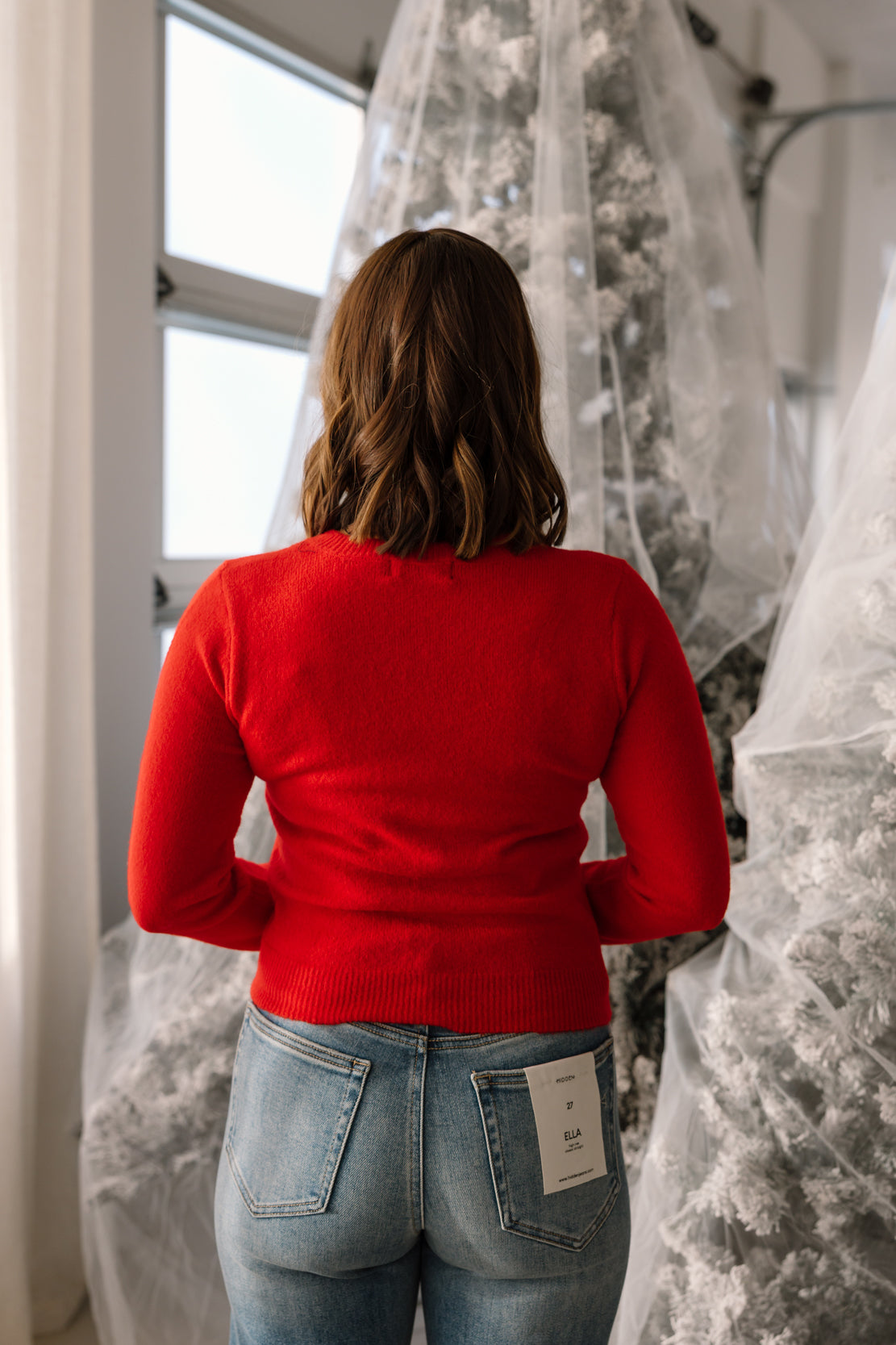 Amber Button Down Cardi | Bright Red