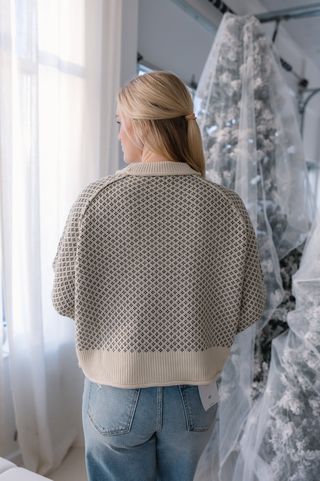 Jade Printed Sweater | Cream/Black