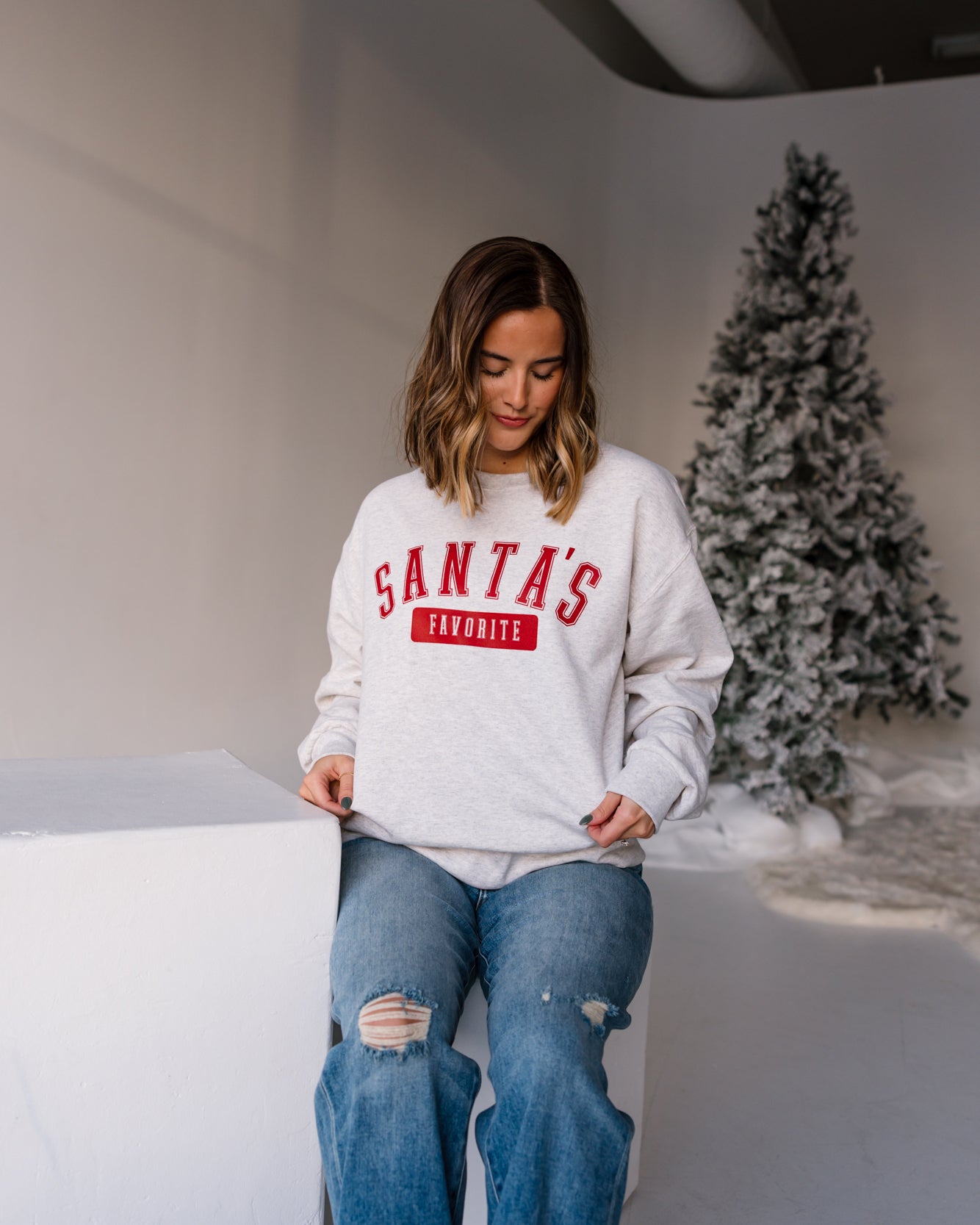 Santa's Favorite Crewneck | Oatmeal Heather