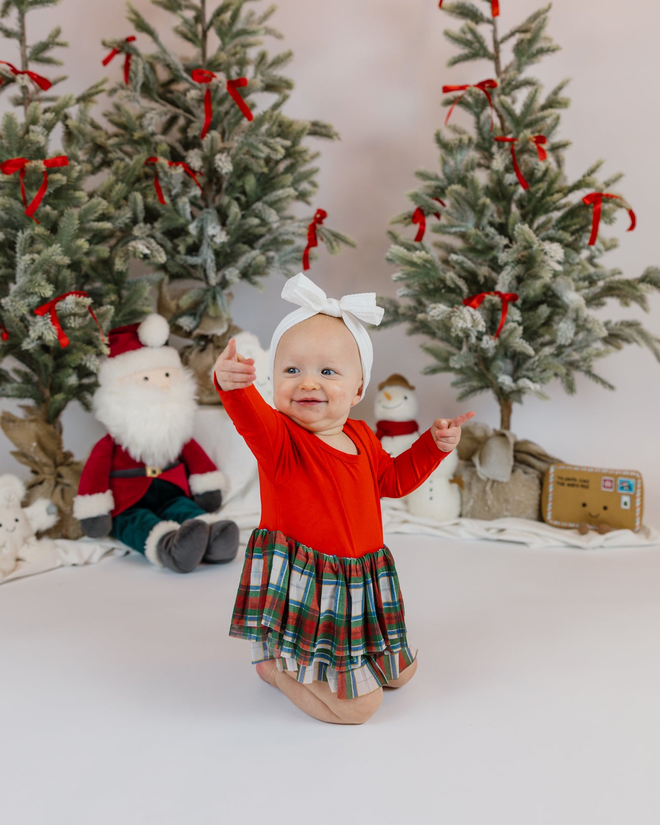Angel Dear L/S Tutu Bodysuit | Holiday Plaid