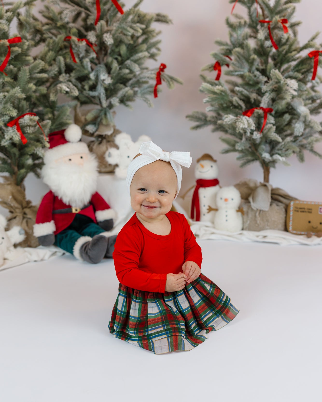 Angel Dear L/S Tutu Bodysuit | Holiday Plaid